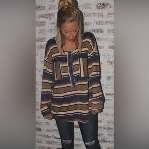 Boutique. Striped Brown and Blue Women's Top by “Entro”